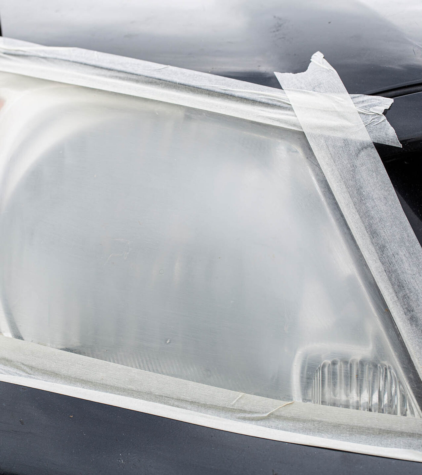 Before restoration - cloudy oxidized headlight